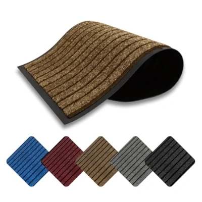 Image of Domats Non Slip Rubber Door Mat Heavy Duty Washable Entrance Rug Super Absorbent Waterproof Pvc Backing Indoor &amp; Outdoor Doormats Matts for Home Office Commercial Use(Beige 60x120)