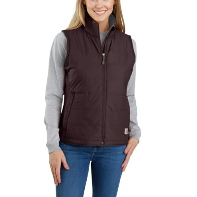 Image of Carhartt 105984 Relaxed Fit Womens Rain Defender Lighweight Insulated Vest BLACKBERRY L