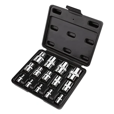Image of Amazon Basics E Torx Star Socket Set, 14 Piece, 5.91 x 5.12 1.77 inch