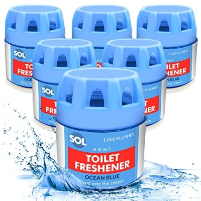 Image of 6pk Toilet Fresheners x 70g Each Ocean Blue Cistern Blocks Lasts for 1000 Flushes Total Cleaner Prevents Limescale Cisterns