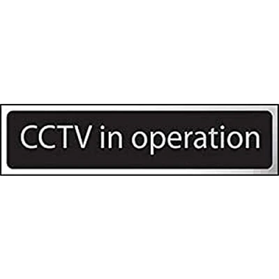 Image of Centurion 6426C CCTV In Operation Sign Self Adhesive PVC Black and Chrome Effect 200mm x 50mm