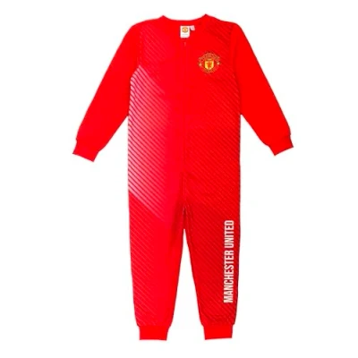 Image of Manchester United F.C. Boys Onesie, Sleepsuit, All in One Pyjamas, Age 7 8 Years Red