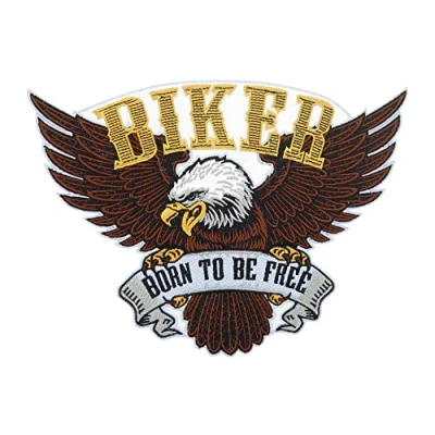 Image of Large Born to be Free Biker Eagle Iron on Patch Motorcycle cowls Patch, America USA Patches, Vest Embroidery ironable Leather Vests Badges Finally Home