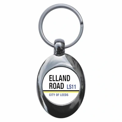 Image of Ozorath Elland Road LS11 City of Leeds Sign Keyring Keychain Key Ring Chain With Trolley Coin