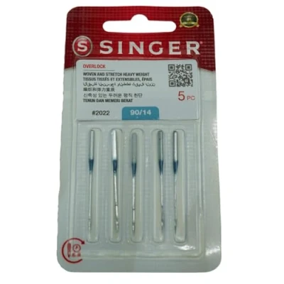 Image of Singer Generic 5pcs Genuine Needles Chromium Type 2022 for Overlock Serger Size 90/14