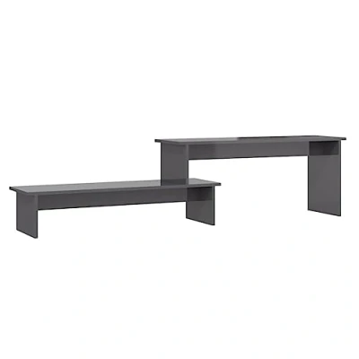 Image of vidaXL TV Cabinet Indoor Entertainment Centre Bedroom Furniture Living room Stand Unit Chipboard 180x30x43 cm High Gloss Grey