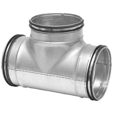 Image of I sells Metal Ducting T Piece 125mm to with Rubber Seal Galvanised Pressed Equal Tee