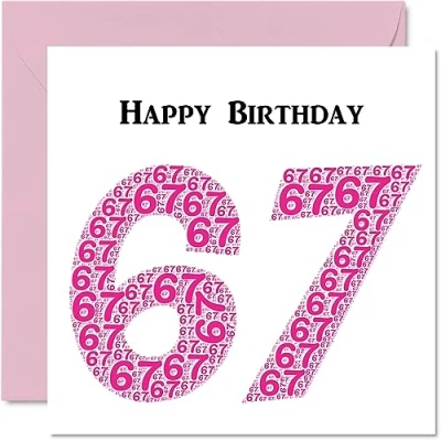 Image of Fun 67th Birthday Cards for Woman Shapecloud Happy Card Dad Mum Grandad Nanny Grandma Gran Uncle Auntie Cousin, 145mm x Greeting Cards,