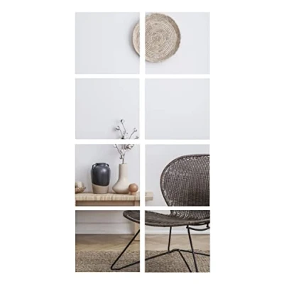 Image of BD ART Glass Mirrors, 30 x cm, Wall Decoration Set, Mirror Tiles, Self Adhesive, Frameless, DIY Mosaic Mirror, Glamour Pack of 8