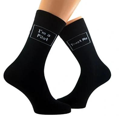 Image of GTR Prestige Giftware Trust me I&#039;m a Pilot Cotton Rich Socks. Adult size UK 6 12 Euro 39 46(X6S048)