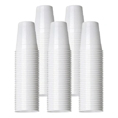 Image of 1ABOVE 100 X 180ML (7oz) White Plastic Disposable Drink Cups for Water Coolers/Travel/Camping/Parties and Events
