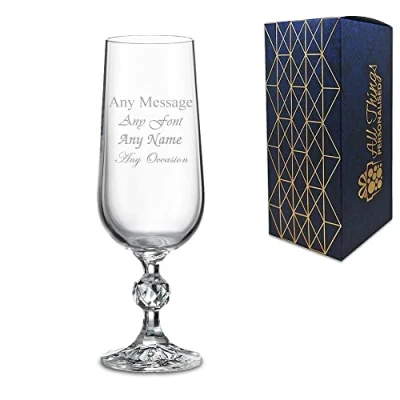 Image of Personalised Engraved Crystal Champagne Flute Birthday Bridesmaid Godmother Gift