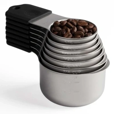 Image of Jeenuuder Magnetic Measuring Cups Set Stainless Steel Heavy Duty Metal for Dry and Liquid Ingredients (Black)