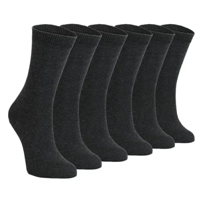 Image of 6 Multipack Childrens Plain School Socks Boys &amp; Girls 3 Sizes Cotton Rich (11 14 Years, Grey)