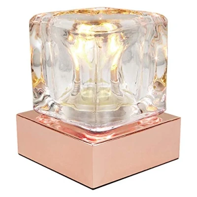 Image of Ambient Glass Ice Cube Touch Dimmable Table Lamp Copper Base with G9 Bulb M0111