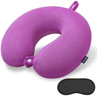 Image of Gosider Purple Travel Pillow Comfortable Neck U Shape Memory Foam Support and Head Portable Suitable for Airplane, Trains, Self Driving Cars