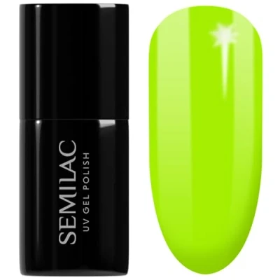 Image of SEMILAC 564 Neon Lime Nail UV Gel Polish Long Lasting and Easy to Apply Soak off UV/Led Perfect for Home Professional Manicure Pedicure 7 ml
