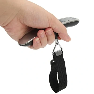 Image of Digital Luggage Scale, Travel Weight Hanging Baggage Scale with Backlit LCD Display, Portable Suitcase Weighing Hook, 110lb/50kg Capacity
