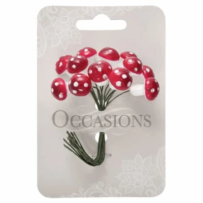 Image of Groves Artificial Mini Toadstool Spray x 11cm 12 Stems Wedding Card Cake Floral Craft
