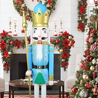 Image of CDL 150cm 60&quot; 5Ft Tall Life Size Large/Giant Red Christmas King On Stand Holds Golden Scepter For Indoor Outdoor Xmas/Event/Ceremonies/Commercial Decoration(5 Feet, K03)