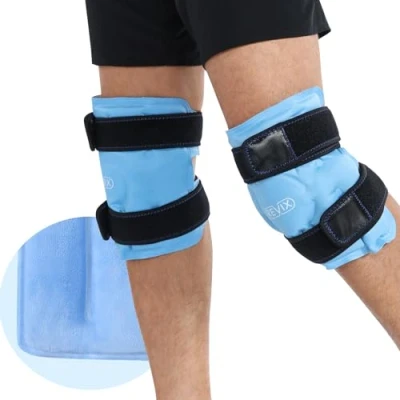Image of REVIX Ice Packs for Knee Injuries Reusable, Gel Wraps with Cold Compression Injury and Post Surgery, Plush Cover Hands Free Application, A Set of Two