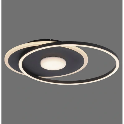 Image of Domino Integrated LED Semi Flush Ceiling Light Black 1x 26.5W 3000K Dimmable