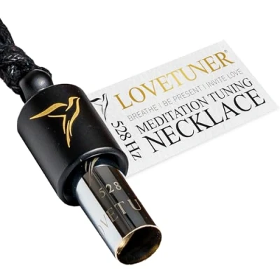 Image of LOVETUNER Breathing &amp; Meditation Tuning Necklace 528 Hz Whistle Solfeggio Frequency Breathwork Mindfulness Device for Calming Relief through Sound Healing, Metal, No Gemstone