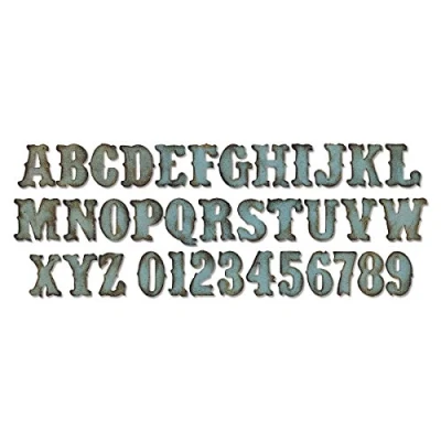 Image of Sizzix Bigz Extar Large Alphabet Die Vintage Market by Tim Holtz, Multi Colour