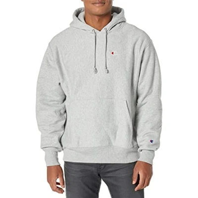 Image of Champion Men&#039;s Reverse Weave Hoodie Hoody, Oxford Gray/Left Chest C Logo, M UK