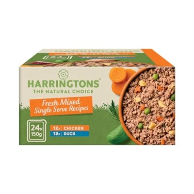 Image of Harringtons Complete Wet Tray Grain Free Hypoallergenic Adult Dog Food Mixed Pack 24x150g Chicken &amp; Duck Made with All Natural Ingredients