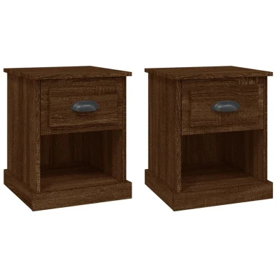 Image of vidaXL Bedside Cabinets 2 pcs Brown Oak 39x39x47.5 cm Engineered Wood
