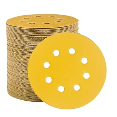 Image of STEBRUAM 100pcs 125mm sanding discs, discs pads for Random Orbital Sander and All Oscillating Tools, yellow Hook Loop 800 Grit 8 Hole 5 Inch Round