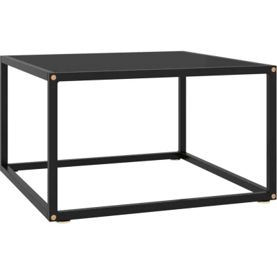 Image of vidaXL Coffee Table Black with Glass 60x60x35 cm