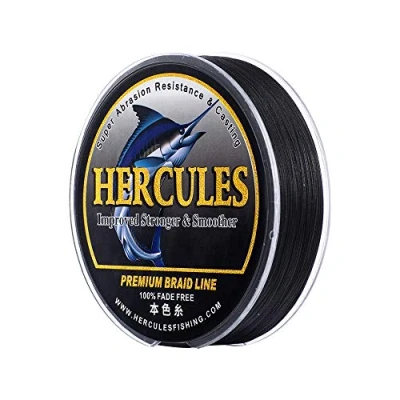 Image of HERCULES Braided Fishing Line, Not Fade, 109 Yards PE Lines, 8 Strands Multifilament Fish 30lb Test for Saltwater and Freshwater, Abrasion Resistant, Black, 30lb, 100m