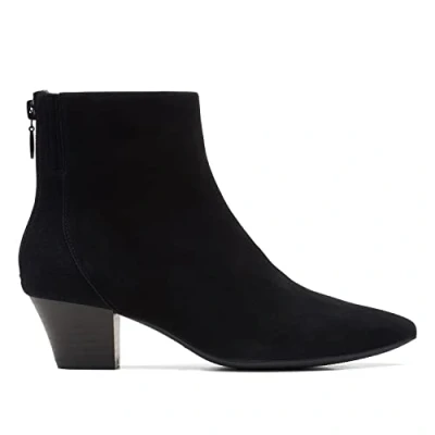 Image of Clarks Ladies Heeled Ankle Boots Teresa Boot Black Suede UK Size 5.5D EU 39 US 8M