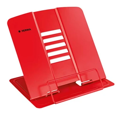 Image of HERMA 19973 Reading Stand for Books, Red, Foldable Metal Book Kids, Bookend Boys &amp; Girls, Adjustable Cookbook Holder School, Office Kitchen