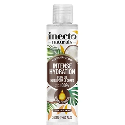 Image of INECTO Naturals Very Smoothing Body Oil, Coconut 200ml. Post Shower Moisturiser for Hydrating Care