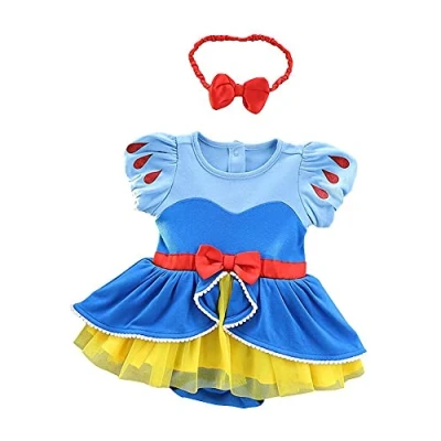 Image of Lito Angels Baby Girls Princess Fancy Dress Up Costume Infant Bodysuit Romper with Bow Headband Age 3 6 Months, Yellow 335 (Tag Number 60)