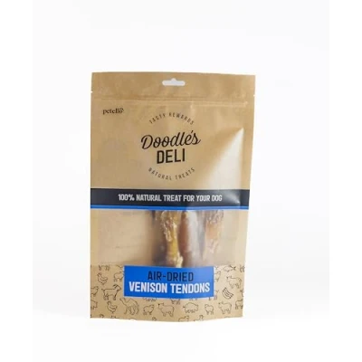 Image of Doodles Deli Air Dried Venison Tendon Dog Treats Natural Chew High Protein, Low Fat Long Lasting Dental Treat for Dogs, 120g
