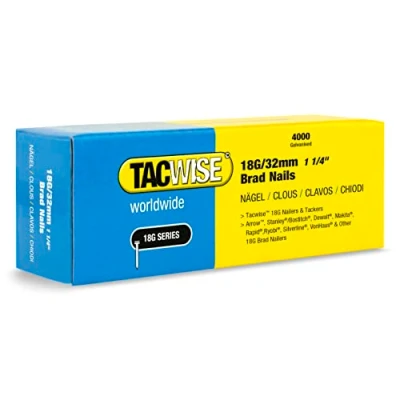 Image of TACWISE 1712 Type 18G / 32 mm Galvanised Brad Nails, Silver, 4000 Pack