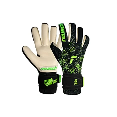Image of Reusch Pure Contact Gold Unisex Goalkeeper Gloves with Inner Seam Cut and Grip Covering, Suitable for All Pitch Surfaces, 9.5