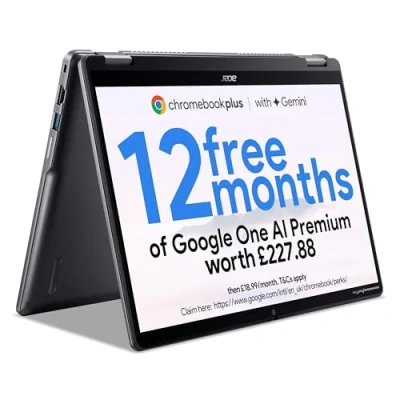 Image of Acer Chromebook Plus Spin 514 CP514 4HN Convertible Laptop Intel Core i3 1315U, 8GB, 128GB UFS, Integrated Graphics, 14&quot; WUXGA Touchscreen, Google Chrome OS, Iron