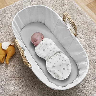 Image of Silentnight Pack of 3 Safe Nights Swaddle Wraps Baby Clothing Babies Wrap Hamper Born Essentials Items Blanket, Grey Star, 559195GE, One Size