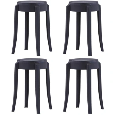 Image of vidaXL Stackable Stools 4 pcs Black Plastic