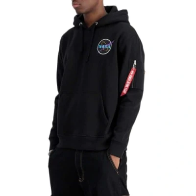Image of Alpha Industries Men&#039;s Space Shuttle Hoody Hooded Sweat Sweatshirt, Black/Neon Purple, S