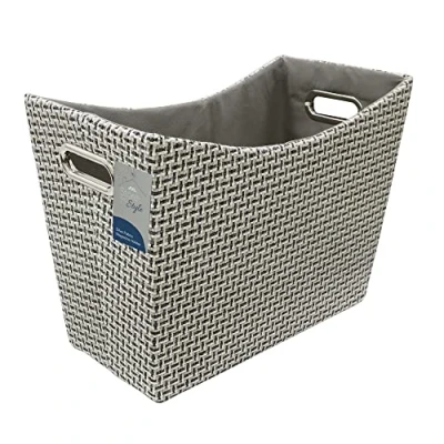 Image of JVL Silva Fabric Magazine Holder with Inset Handles, Grey