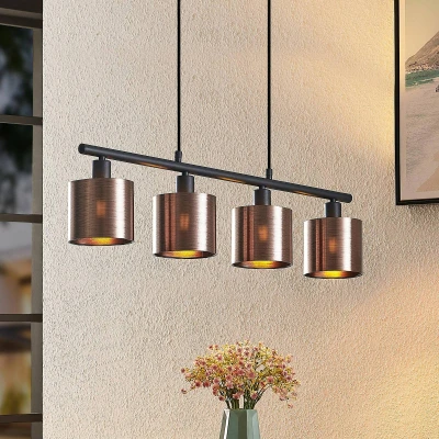 Image of Lindby Joudy pendant lamp, 4 bulb, dark bronze