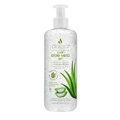 Image of Aloe Vera Gel by Derora Contains 100% Pure, Organic &amp; Natural Bio Active Ingredients for Healing, Soothing Hydrating the Skin, Face Body Cruelty Free Vegan (500ml (Pack of 1))