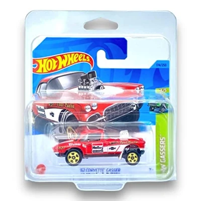 Image of Hot Wheels &#039;62 Corvette Gasser (Red) 3/5 HW Gassers 2023 174/250(Short Card) COMES IN A KLAS CAR KEEPER PROTECTIVE COLLECTORS CASE HKH64