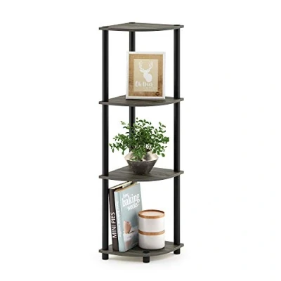 Image of Furinno Toolless Shelves, Wood, French Oak Grey/Black, one size, 4 Tier